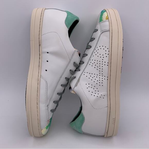 P448 John Women's White Leather Glitter Camo Iridescent Sneakers - Size: EUR 36 - Picture 8 of 15